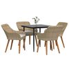 vidaXL Set da Pranzo per Giardino con cuscino 5 pcs Beige polyrattan