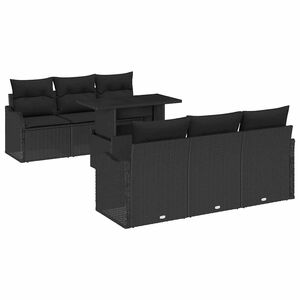 vidaXL Set Divano da Giardino 7 pcs Nero Rattan in Polipropilene