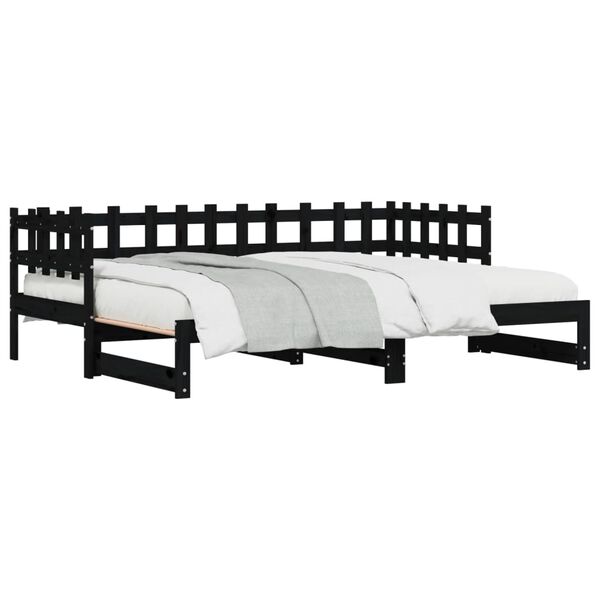 vidaXL Dormeuse Estraibile Nera 2x(90x200) cm Legno Massello di Pino