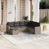 vidaXL Set Divani da Giardino 7pz con Cuscini Grigio Chiaro Polyrattan
