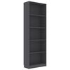 vidaXL Libreria a 5 Ripiani Grigia 60x24x175 cm in Legno Multistrato