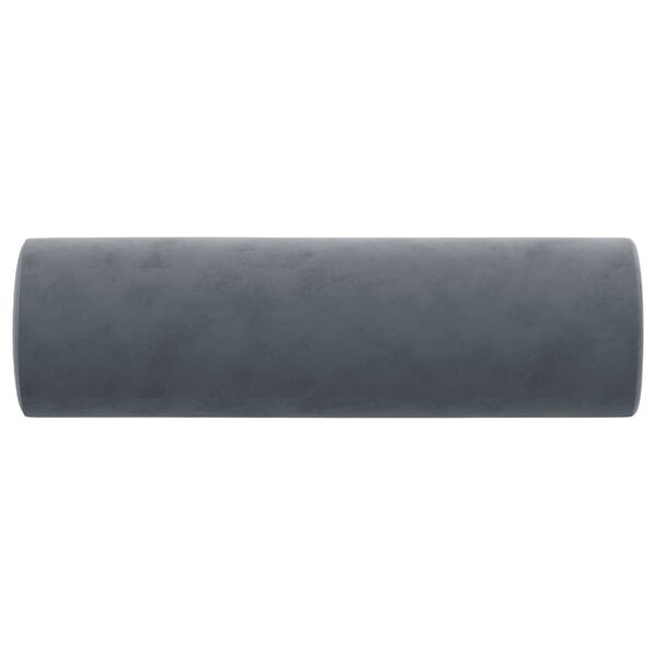 vidaXL Cuscini Decorativi 2 pz Grigio Scuro Ø15x50 cm in Velluto