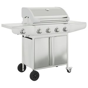 vidaXL Griglia Barbecue a Gas con 5 Bruciatori Argento in Acciaio