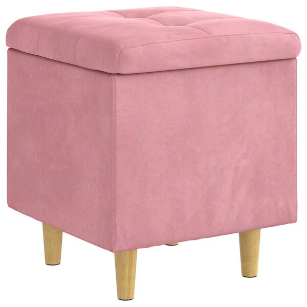 vidaXL Pouf contenitore con cuscino Rosa 40 x 40 x 45 cm Velluto