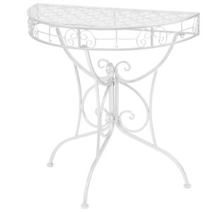 vidaXL Tavolino Vintage in Metallo Semicircolare 72x36x74 cm Argento