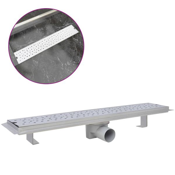 vidaXL Canaletta di Drenaggio per Doccia a Bolle 630x140 mm in Acciaio