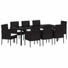vidaXL Set da Pranzo per Giardino con cuscino 9 pcs Nero polyrattan