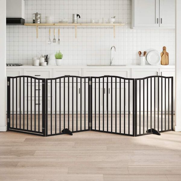 vidaXL Cancello per Cani Porta Pieghevole Nero 4 Pannelli 320cm Pioppo
