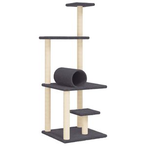vidaXL Albero per Gatti con Tiragraffi in Sisal Grigio Scuro 136 cm