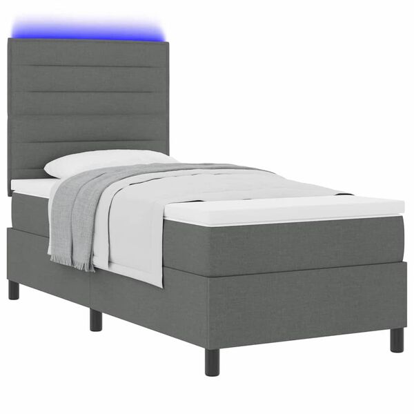 vidaXL Letto a molle con materasso Grigio scuro 90 x 200 cm Tessuto