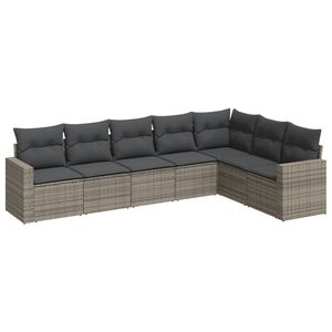vidaXL Set Divani da Giardino 7 pz con Cuscini Grigio in Polyrattan