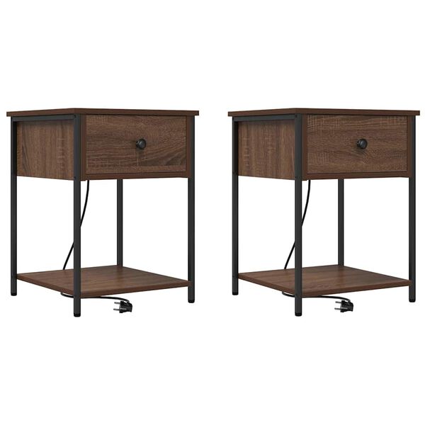 vidaXL Armadio da Notte 2 pcs Rovere Marrone 42 x 41 x 56 cm