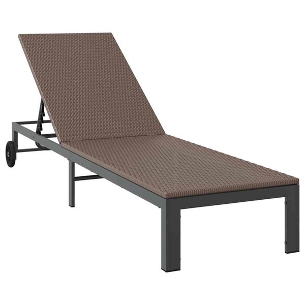 vidaXL Lettino da Sole 1-persona Marrone 60 x 200 x 27cm polyrattan
