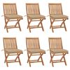 vidaXL Sedie da Giardino Pieghevoli con Cuscini 6 pz Massello di Teak