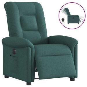 vidaXL Poltrona Elettrica Reclinabile Verde Scuro in Tessuto