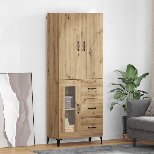 vidaXL Credenza con cassetto Rovere artigianale 69,5 x 34 x 180 cm