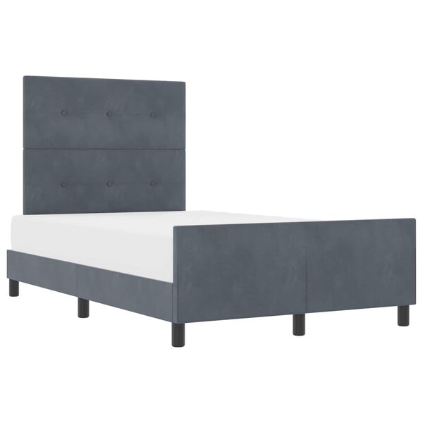 vidaXL Letto a molle con testiera Grigio scuro 120 x 200 cm Velluto