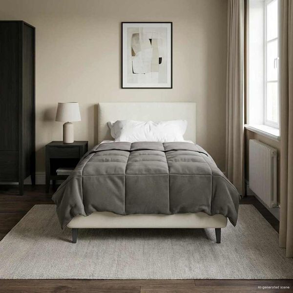 vidaXL Piumone Completo Annuale Grigio chiaro 155 x 220 cm Microfibra