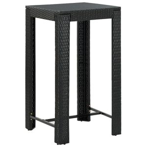 vidaXL Tavolo da Bar da Giardino Nero 60,5x60,5x110,5 cm Polyrattan