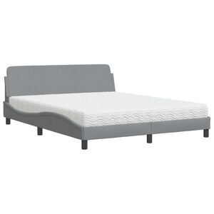 vidaXL Letto con Materasso Dover Grigio Chiaro160x200 cm Tessuto