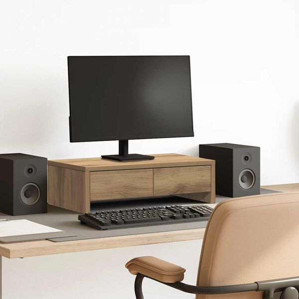 vidaXL Supporto Monitor con Cassetti Rovere 50x27x15 cm in Truciolato