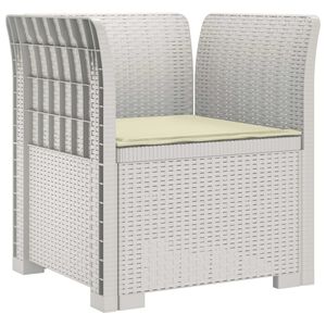 vidaXL Poltrona a 1 Posto con Cuscino Aspetto Rattan PP Bianco