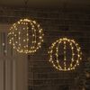 vidaXL Palla con 192 LED 2 pcs Bianco caldo 40 x 40 x 43,5 cm Metallo