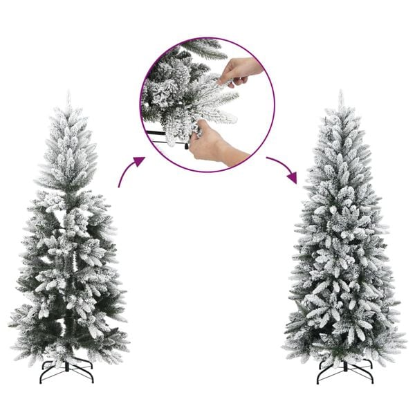 vidaXL Albero di Natale Artificiale con 150 LED e Neve Fioccata 150 cm