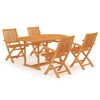 vidaXL Set da Pranzo da Giardino 5 pz in Legno Massello di Teak
