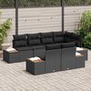 vidaXL Set Divano da Giardino con cuscino 7 pcs Nero Polyrattan