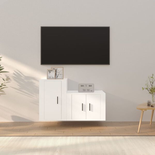 vidaXL Set di Mobili Porta TV 2 pz Bianco in Legno Multistrato