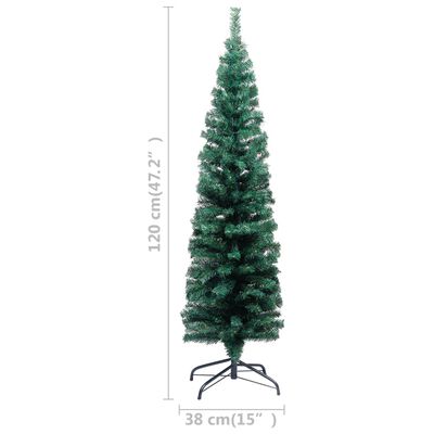 vidaXL Set Albero di Natale Sottile con Luci LED e Palline Verde 120cm