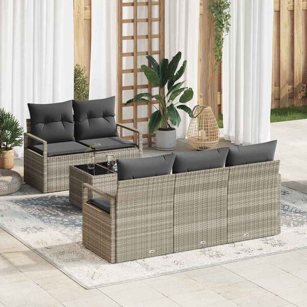 vidaXL Set di divani 6 pcs Grigio chiaro e grigio scuro polyrattan