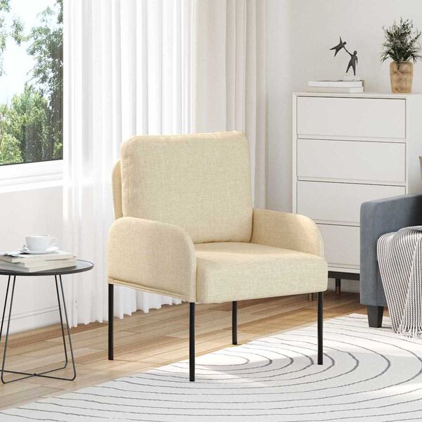 vidaXL Divani con cuscino 55cm Crema Legno compensato