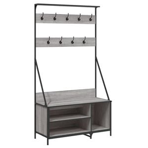 vidaXL Appendiabiti con Porta Scarpe Grigio Sonoma 100x41x184 cm