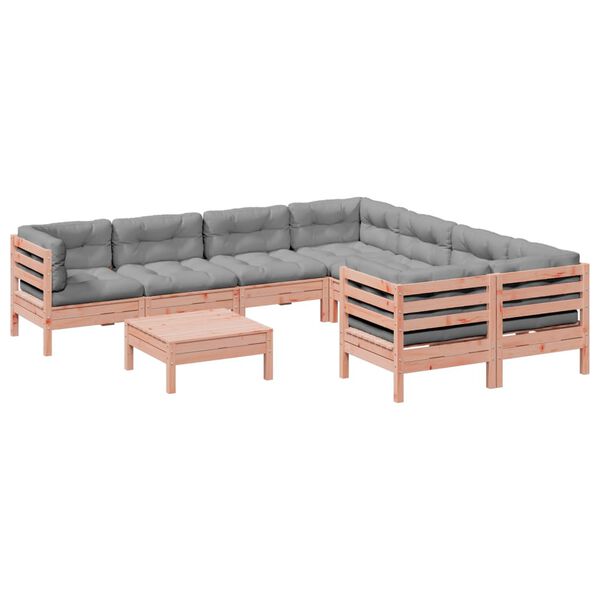 vidaXL Set Divani Giardino 9 pz Cuscini Legno Massello Abete Douglas