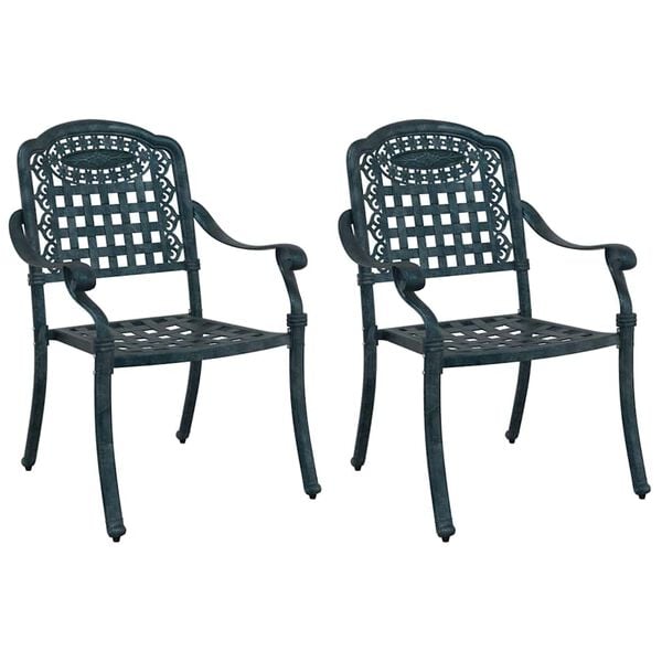 vidaXL Sedia da Giardino 2 pcs Verde 55 x 56.5 x 91cm Alluminio