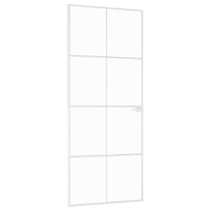 vidaXL Porta Interna Bianca 83x201,5 cm Vetro Temperato Alluminio Slim
