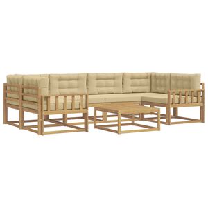 vidaXL Set di divani da esterno 5 pz Bianco e Beige