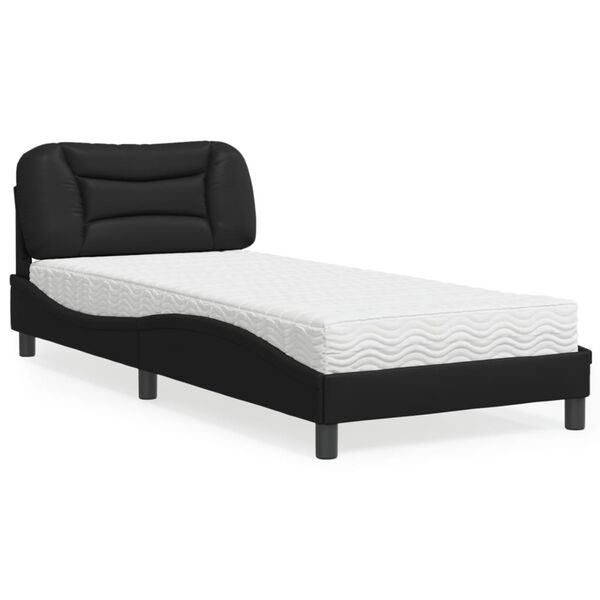 vidaXL Letto con Materasso Hvar Nero 90x190 cm in Similpelle