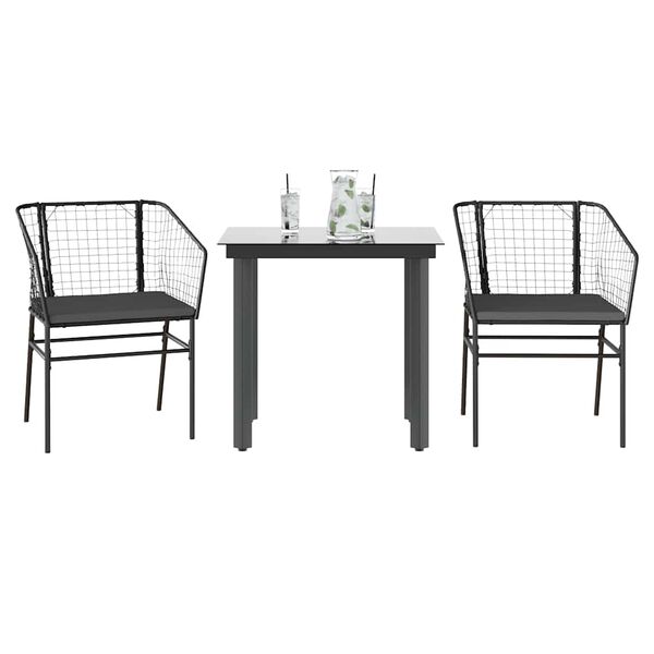 vidaXL Set da Pranzo da Giardino 3 pz con Cuscini Polyrattan Vetro