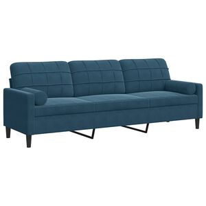 vidaXL Divano a 3 Posti con Cuscini Blu 210 cm in Velluto