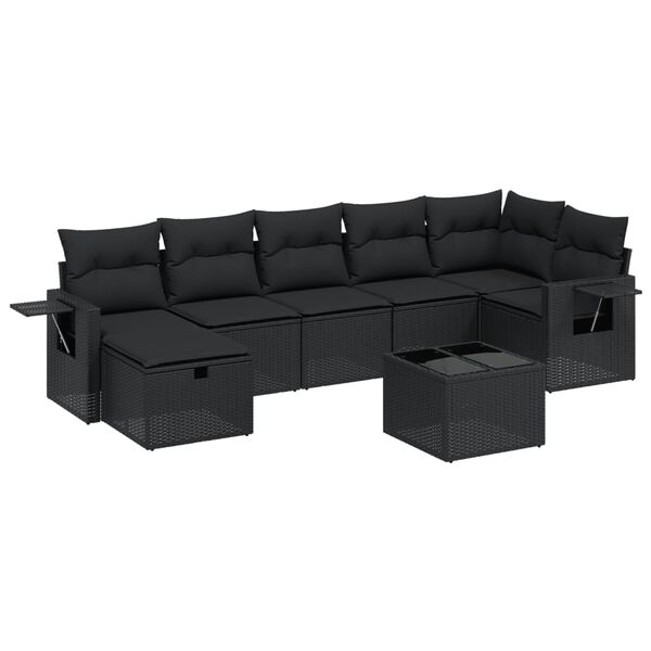 vidaXL Set Divani da Giardino con Cuscini 8 pz Nero in Polyrattan