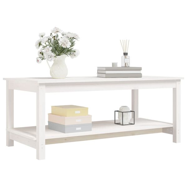 vidaXL Tavolino da Salotto Bianco 110x55x45 cm Legno Massello di Pino