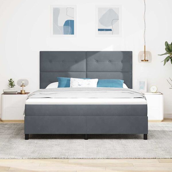 vidaXL Letto a Sorgente LED Grigio scuro 180 x 200 cm Tessuto