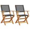 vidaXL Sedie da Giardino 2 pz Nere Legno Massello Acacia e Polyrattan