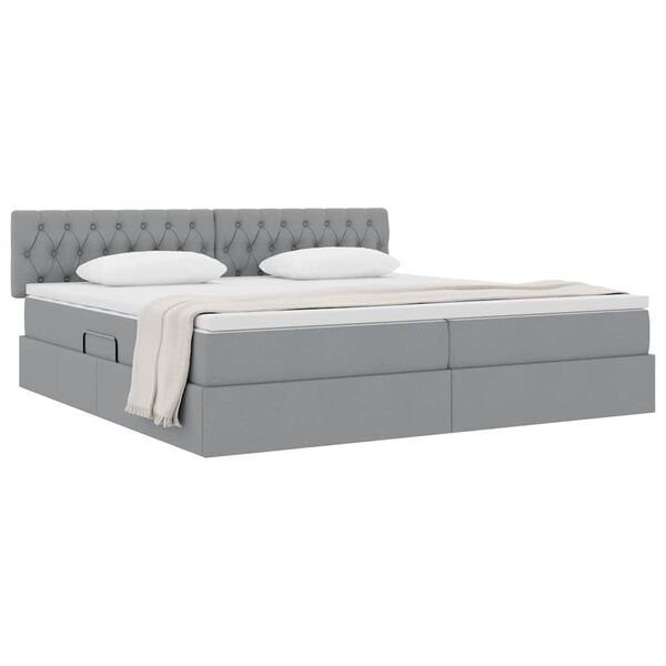 vidaXL Letto con contenitore e materasso Grigio chiaro 200 x 200 cm