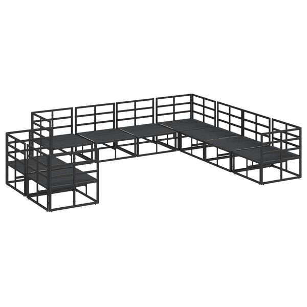 vidaXL Set Divano da Giardino con cuscino 9 pcs Nero Alluminio