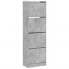 vidaXL Scarpiera 4 Cassetti Ribaltabili Grigio Cemento 60x34x187,5 cm
