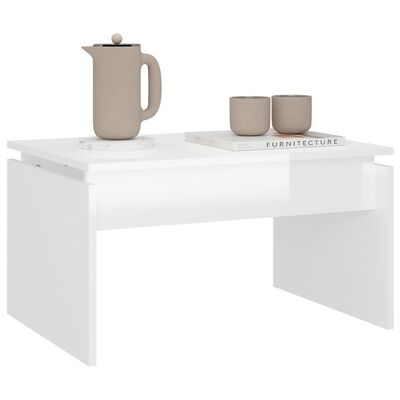vidaXL Tavolino da Salotto Bianco Lucido 68x50x38 cm Legno Multistrato